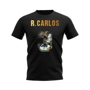 Roberto Carlos Name And Number Real Madrid T-Shirt (Black)