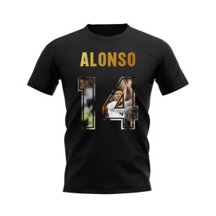 Xabi Alonso Name And Number Real Madrid T-Shirt (Black)