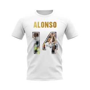 Xabi Alonso Name And Number Real Madrid T-Shirt (White)