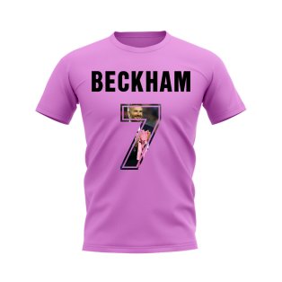 David Beckham Name And Number Inter Miami T-Shirt (Pink)
