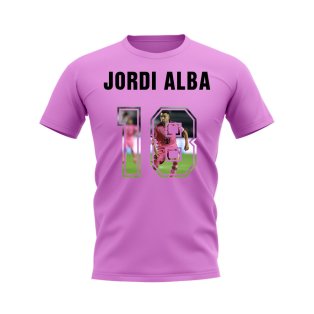 Jordi Alba Name And Number Inter Miami T-Shirt (Pink)