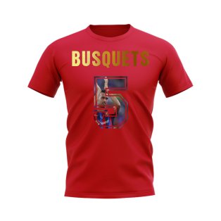 Sergio Busquets Name And Number Barcelona T-Shirt (Red)