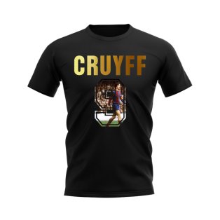 Johan Cruyff Name And Number Barcelona T-Shirt (Black)