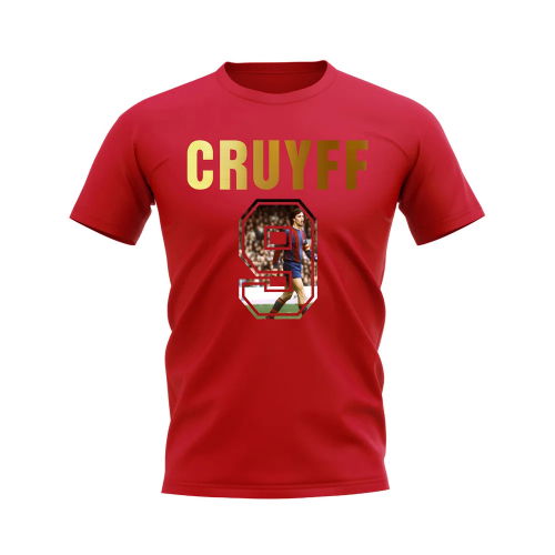 Johan Cruyff Name And Number Barcelona T-Shirt (Red)