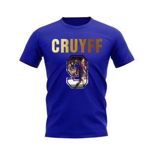 Johan Cruyff Name And Number Barcelona T-Shirt (Blue)