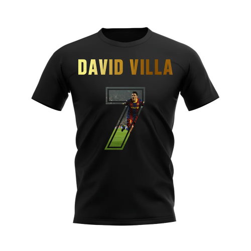 David Villa Name And Number Barcelona T-Shirt (Black)