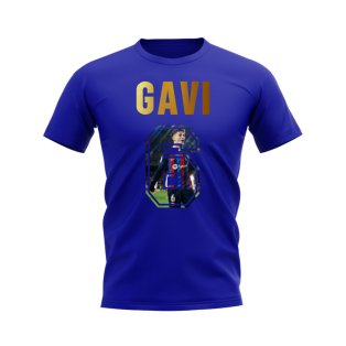 Gavi Name And Number Barcelona T-Shirt (Blue)