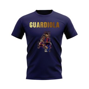 Pep Guardiola Name And Number Barcelona T-Shirt (Navy)