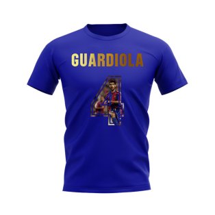 Pep Guardiola Name And Number Barcelona T Shirt (Blue)