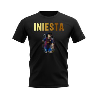 Andres Iniesta Name And Number Barcelona T-Shirt (Black)