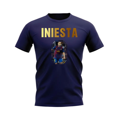 Andres Iniesta Name And Number Barcelona T-Shirt (Navy)
