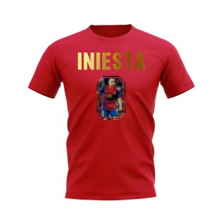 Andres Iniesta Name And Number Barcelona T-Shirt (Red)