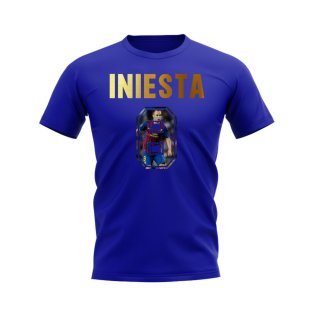 Andres Iniesta Name And Number Barcelona T-Shirt (Blue)