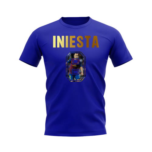 Andres Iniesta Name And Number Barcelona T-Shirt (Blue)