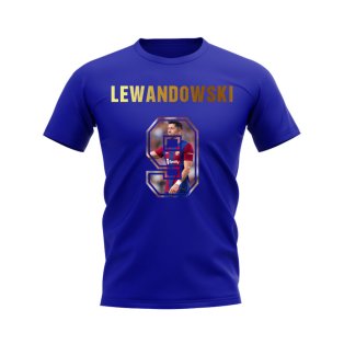 Robert Lewandowski Name And Number Barcelona T-Shirt (Blue)