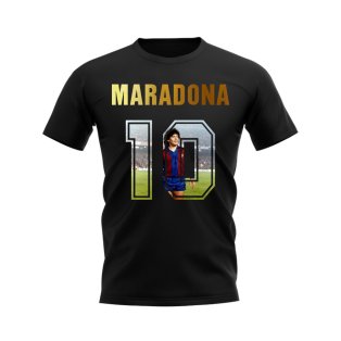 Diego Maradona Name And Number Barcelona T-Shirt (Black)