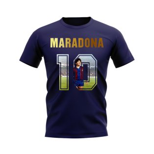 Diego Maradona Name And Number Barcelona T-Shirt (Navy)
