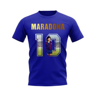 Diego Maradona Name And Number Barcelona T-Shirt (Blue)