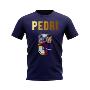 Pedri Name And Number Barcelona T-Shirt (Navy)
