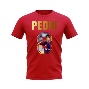 Pedri Name And Number Barcelona T-Shirt (Red)