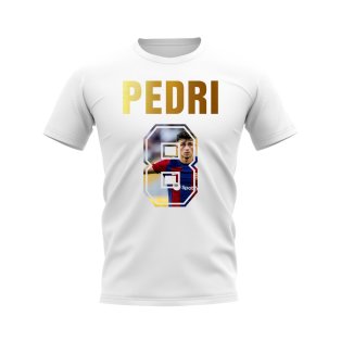 Pedri Name And Number Barcelona T-Shirt (White)