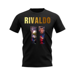 Rivaldo Name And Number Barcelona T-Shirt (Black)