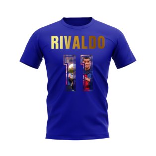 Rivaldo Name And Number Barcelona T-Shirt (Blue)