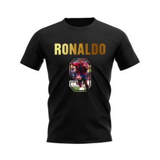 Ronaldo Name And Number Barcelona T-Shirt (Black)