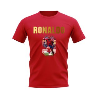 Ronaldo Name And Number Barcelona T-Shirt (Red)