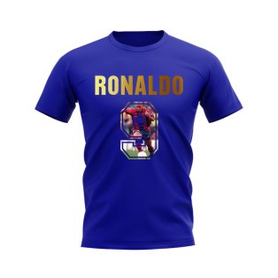 Ronaldo Name And Number Barcelona T-Shirt (Blue)