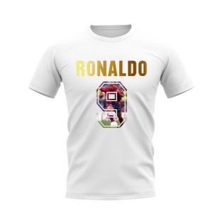 Ronaldo Name And Number Barcelona T-Shirt (White)
