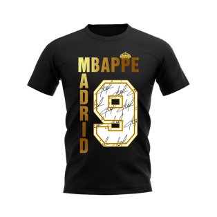 Kylian Mbappe Real Madrid Autograph T-shirt (Black)