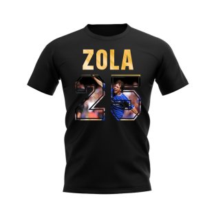 Gianfranco Zola Name And Number Chelsea T-Shirt (Black)