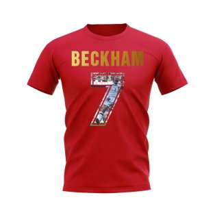 David Beckham Name And Number England T-Shirt (Red)
