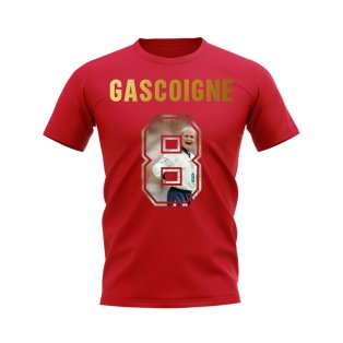 Paul Gascoigne Name And Number England T-Shirt (Red)