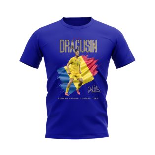 Radu Dragusin Flag and Player Romania T-Shirt (Blue)
