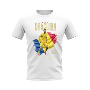 Radu Dragusin Flag and Player Romania T-Shirt (White)
