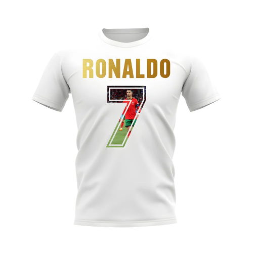 Cristiano Ronaldo Name And Number Portugal T-Shirt (White)