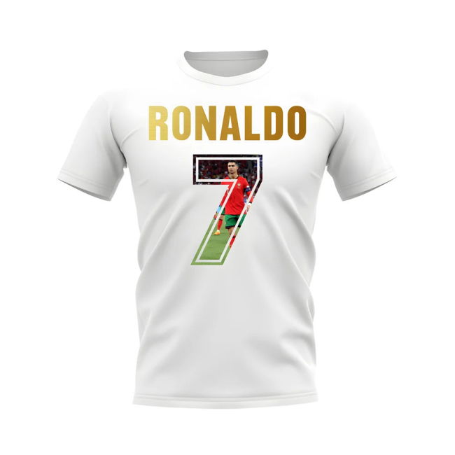 Cristiano Ronaldo Name And Number Portugal T-Shirt (White)