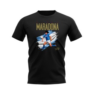 Diego Maradona Napoli Flag T-Shirt (Black)