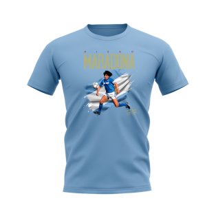 Diego Maradona Napoli Flag T-Shirt (Sky Blue)