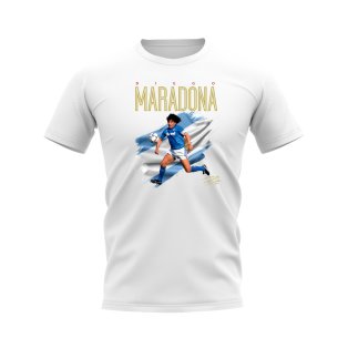 Diego Maradona Napoli Flag T-Shirt (White)
