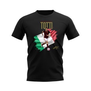 Francesco Totti Roma Flag T-Shirt (Black)