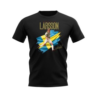 Henrik Larsson Celtic Flag T-Shirt (Black)
