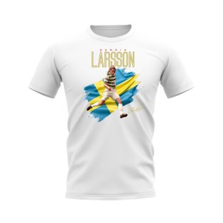 Henrik Larsson Celtic Flag T-Shirt (White)