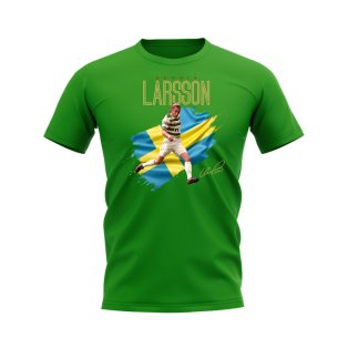 Henrik Larsson Celtic Flag T-Shirt (Green)