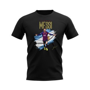Lionel Messi Barcelona Flag T-Shirt (Black)