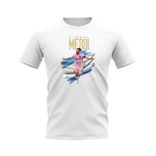 Lionel Messi Inter Miami Flag T-Shirt (White)