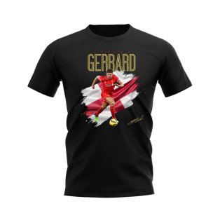 Steven Gerrard Liverpool Flag T-Shirt (Black)