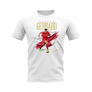Steven Gerrard Liverpool Flag T-Shirt (White)
